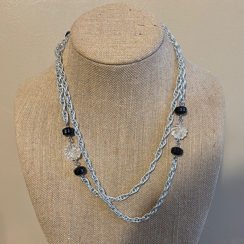 Elegant Silver and Black Necklace